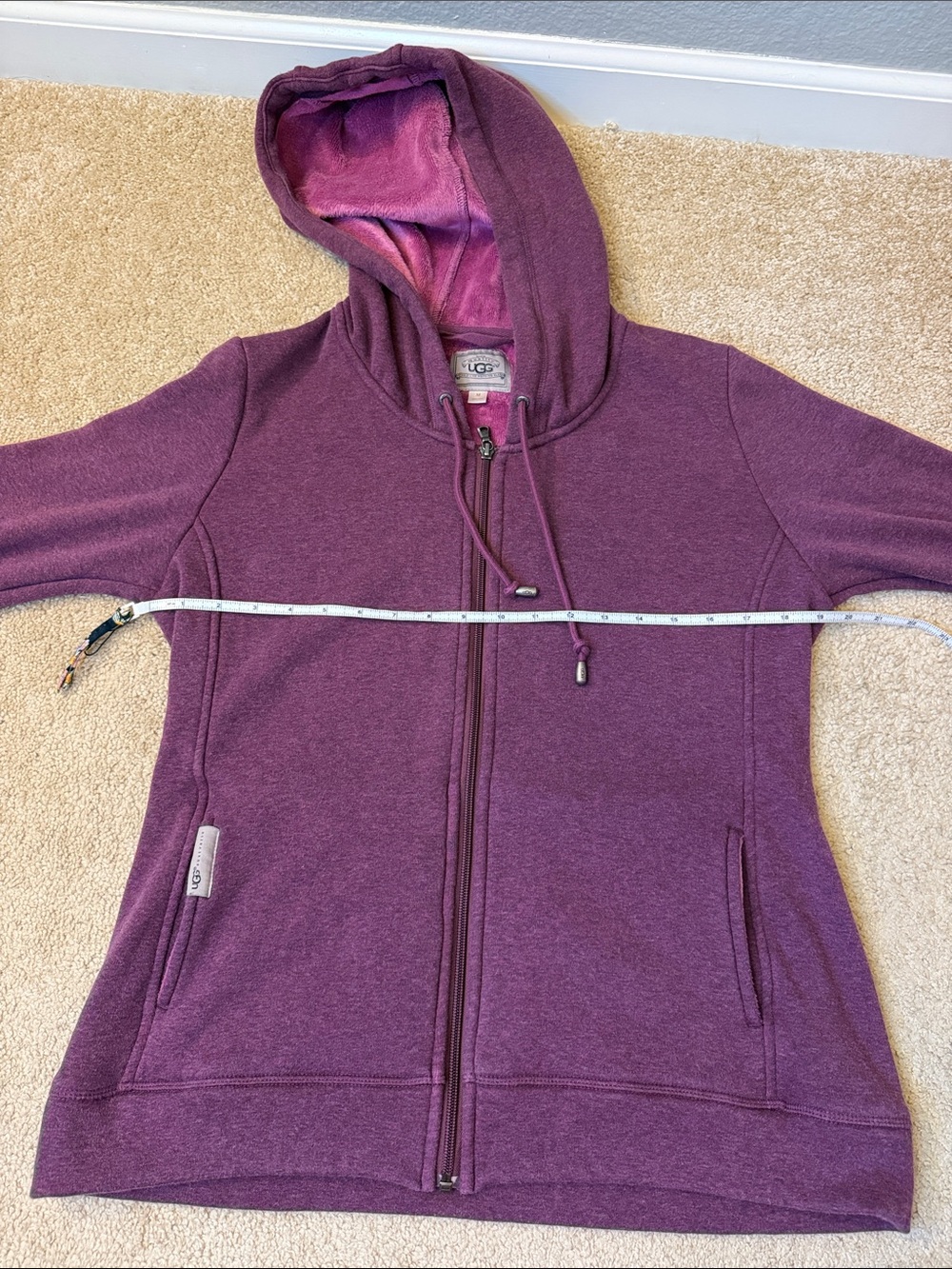 UGG Benson Hoodie Fleece Zip-Up Hooded Jacket in Plum Size Medium - Picture 4 of 9